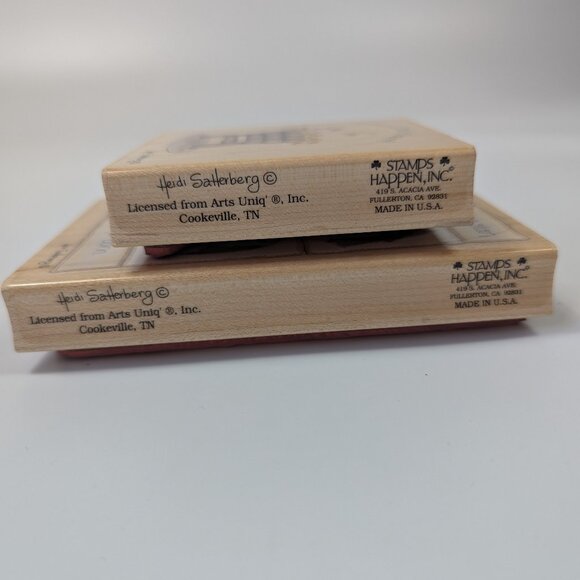 Heidi Satterberg Stamps Happen Inc Christmas Stamp Lot of 2 Rubber Stamps - Picture 5 of 8